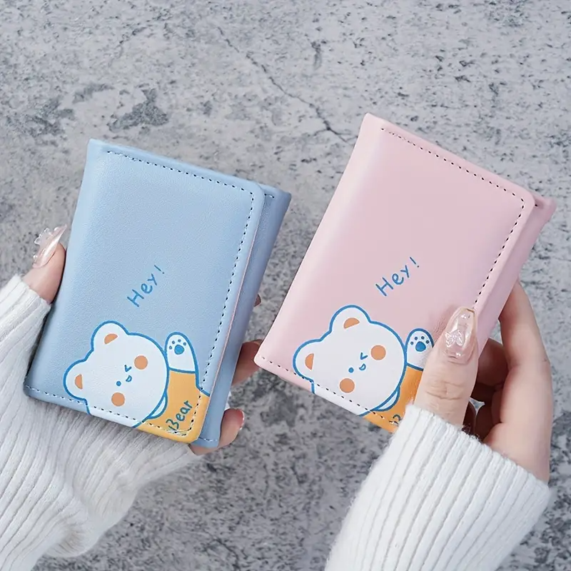 Cute Bear Print Tri-Folded Short Wallet