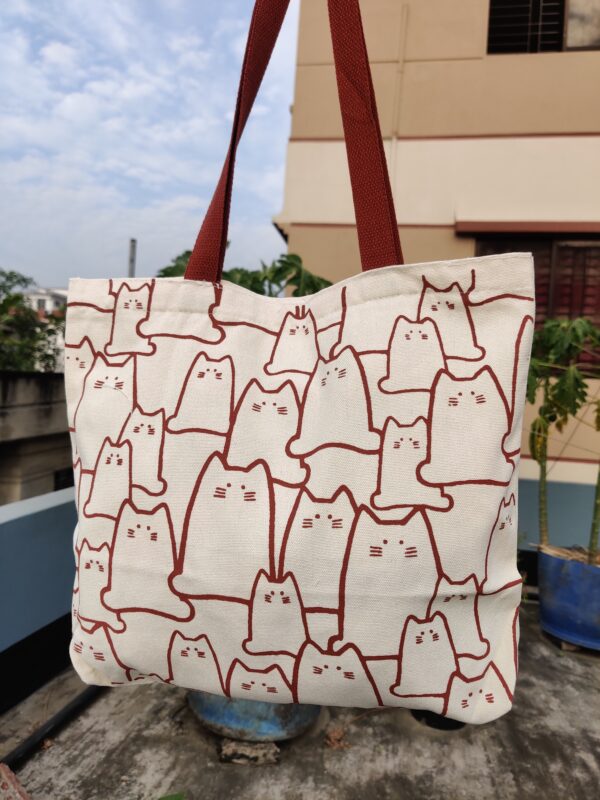 Cat Print Canvas Bags - Image 5