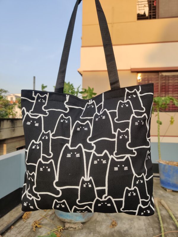 Cat Print Canvas Bags - Image 4