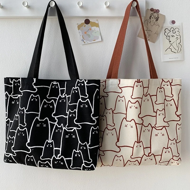 Cat Print Canvas Bags
