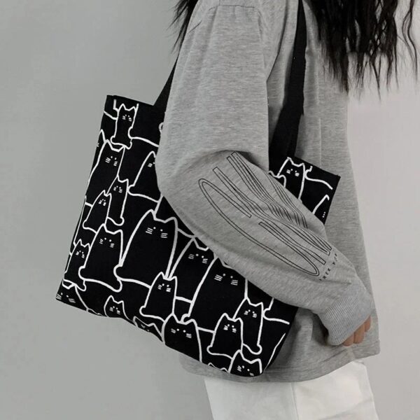 Cat Print Canvas Bags - Image 2