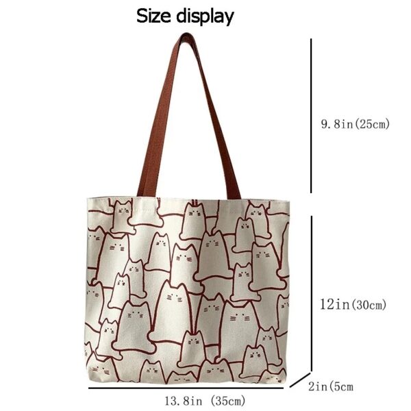 Cat Print Canvas Bags - Image 6