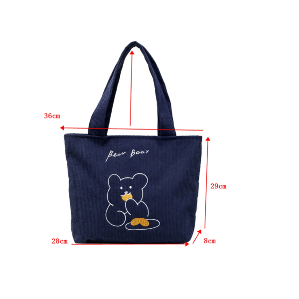 Soft Corduroy Bear Shoulder Tote Bag - Image 7