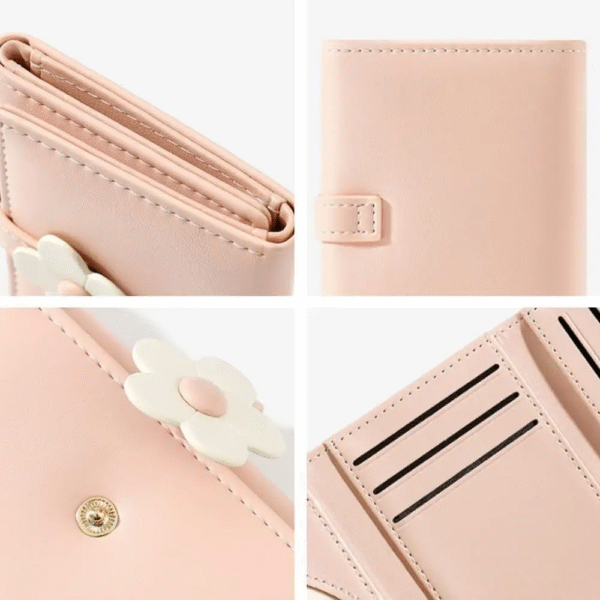 Women's Cute Small Three-Fold Flower Pattern PU Leather Wallet - Image 9