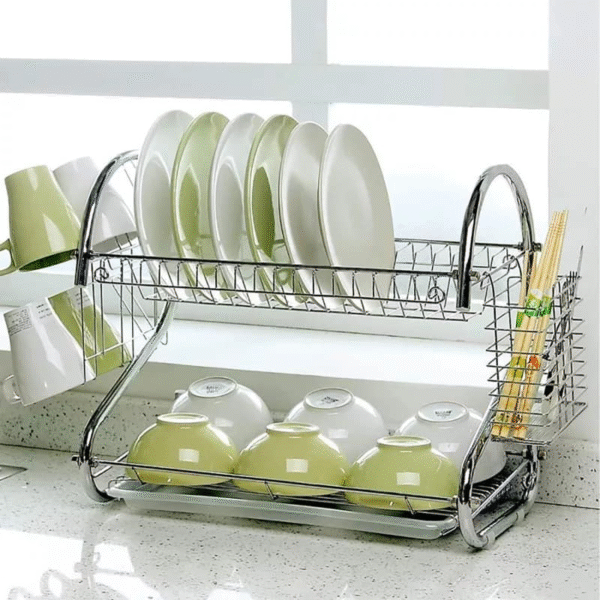 2 Layer Dish Drainer Kitchen Rack - Image 5