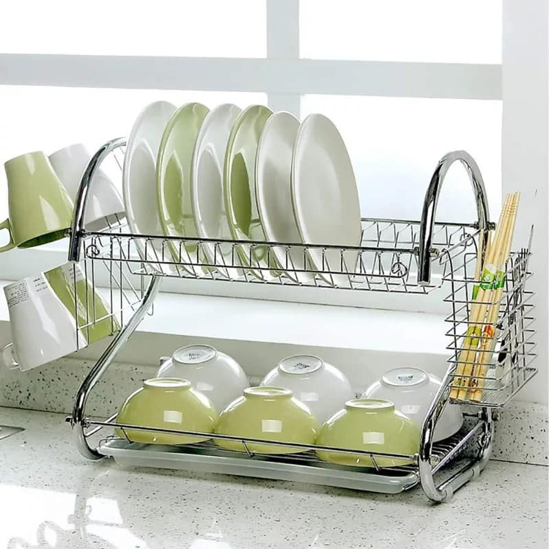 2 Layer Dish Drainer Kitchen Rack - Image 5