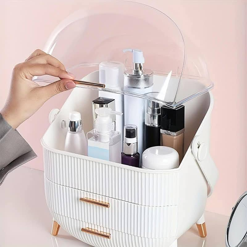 Dust-Proof Large Capacity Makeup Storage Box With Handle - Image 12