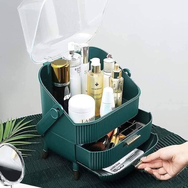 Dust-Proof Large Capacity Makeup Storage Box With Handle - Image 17