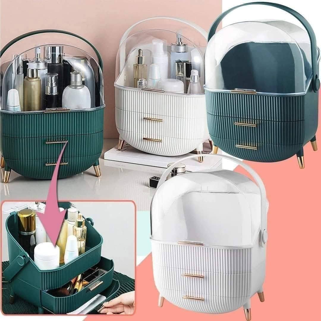 Dust-Proof Large Capacity Makeup Storage Box With Handle - Image 9