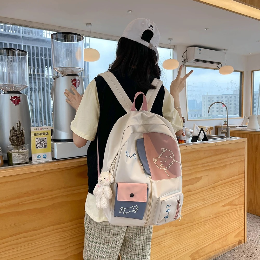 Cute Cat Printing Backpack for Women - Image 3