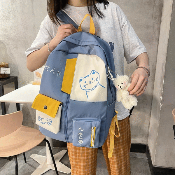 Cute Cat Printing Backpack for Women - Image 2