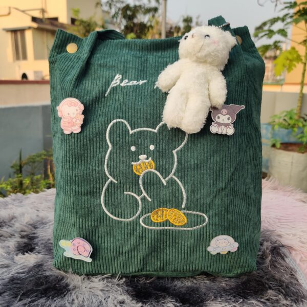 Corduroy Embroidery Shoulder Bag - Image 5