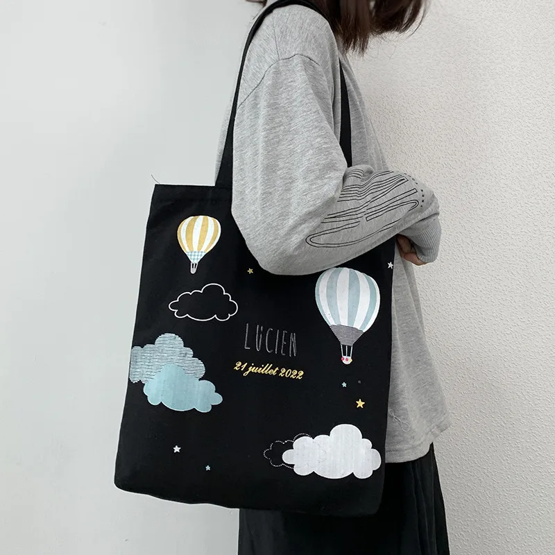 Women's One Side Print Canvas Tote Bag