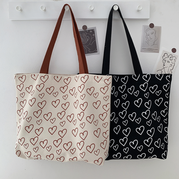 Beautiful and Budget-friendly Heart Printed Shoulder Tote Bag