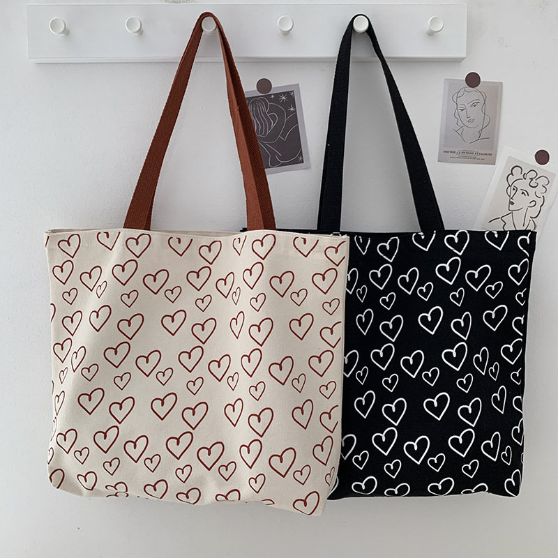Beautiful and Budget-friendly Heart Printed Shoulder Tote Bag