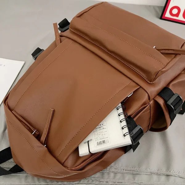 Large Capacity Men/Women Pu Leather Backpack - Image 9